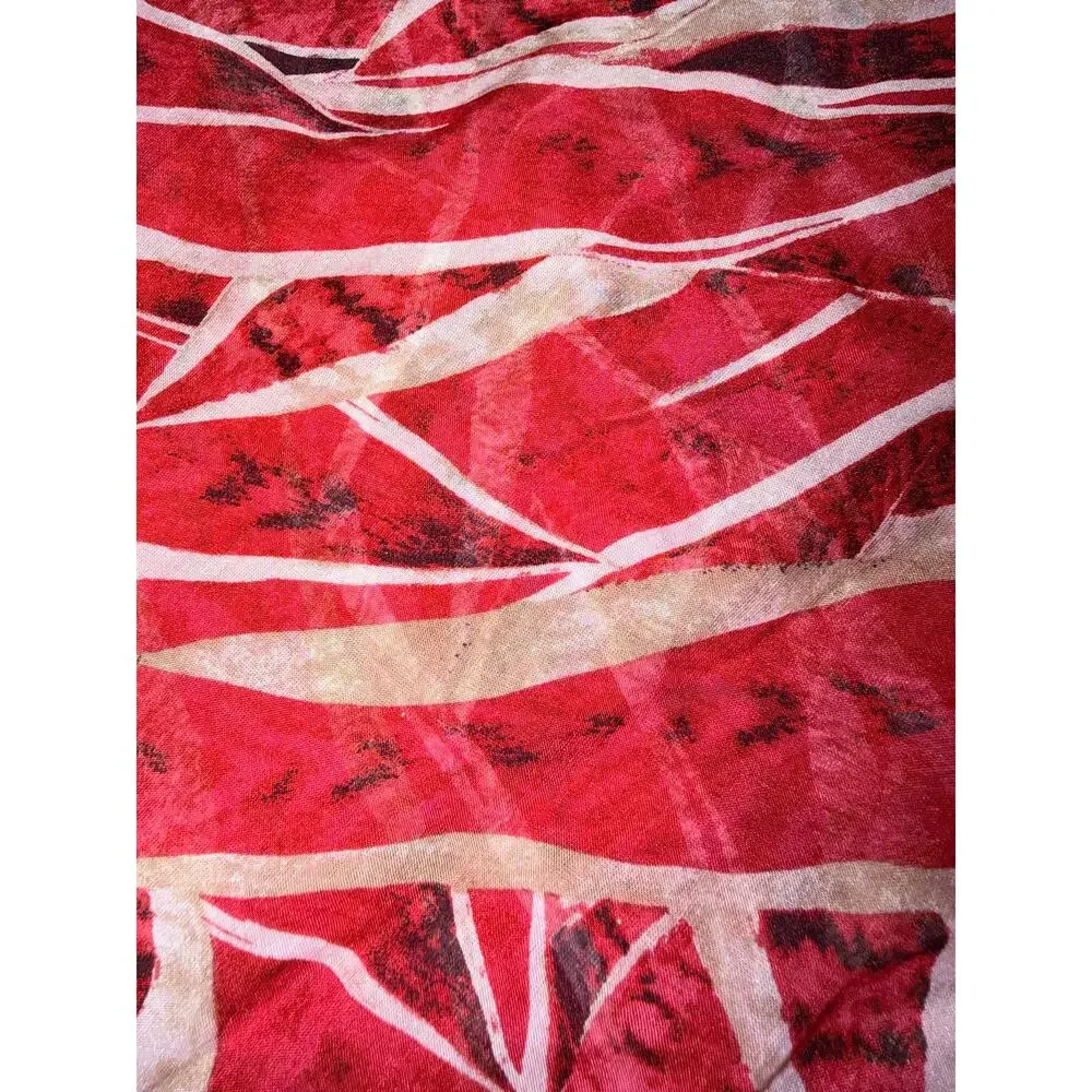 Anne Klein red pattern 100% silk neck scarf hair wrap classy pin up